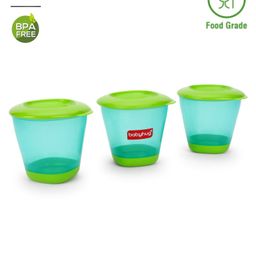 Babyhug 150 ml Weaning Pots Set of 3 - Sea Green-4
