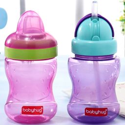 Babyhug Spout and Straw Sipper Set of 2 Pink Purple - 180 ml Each (Colour May Vary)-image-11