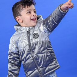Babyhug Full Sleeves Hooded Winter Wear Padded Jacket - Silver Grey-picture-33