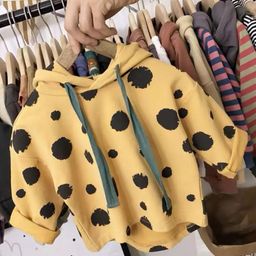 Kookie Kids Full Sleeves Hooded Sweatshirt Polka Dot Print - Yellow-image-48