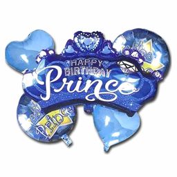 Shopperskart Happy Birthday Prince Crown Shape Foil Balloon For Party Decoration Blue - Pack of 5-image-31