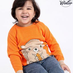Babyoye Full Sleeves Cotton Pullover Sweater Squirrel Design - Orange-image-94
