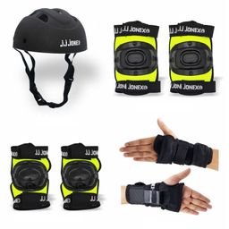 JJ Jonex Skating Protection Set Of 4  Medium Size - Black/Green-1