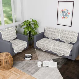 Kuber Industries Off White Printed Cotton Sofa Cover-image-8