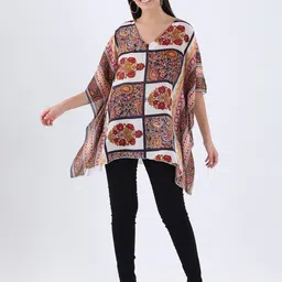 Qurvii Women Bohemian Printed Kimono Sleeve Kaftan Mini Dress-18