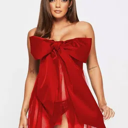 VAGHBHATT Net Self Design Strapless Baby Doll-image-35