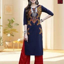 HERE&NOW Women Pack of 2 Ethnic Motifs Printed Daily Straight Kurtas-image-79