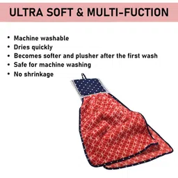 Kuber Industries Red 3 Pcs Printed Microfiber Wash Basin Napkin Towel With Hanging Loops image 5
