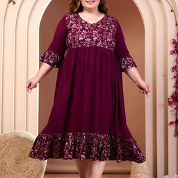 PrettyPlus by Desinoor.com Plus Size Empire Midi Dress image 1