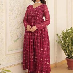 Divastri Women's Printed Delta Silk Anarkali With Pant-picture-16