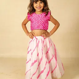 Jilmil Girls Bandhani Printed Cotton Ready to Wear Lehenga & Blouse-picture-53