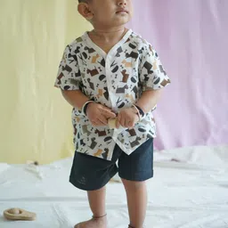 The Boo Boo Club Kids Printed Muslin Shirt With Shorts-picture-15