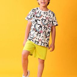 Anthrilo Boys Panda Printed Short Sleeves T-shirt With Shorts-image-14