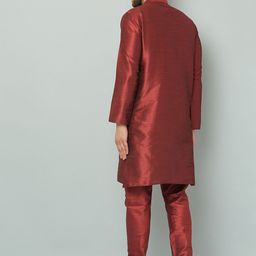 LEMONX Men Regular Thread Work Pure Silk Kurta with Pyjamas image 4