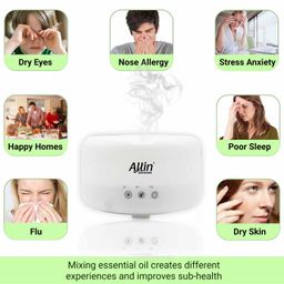 Allin Exporters DT-208 Touchpad Ultrasonic Humidifier & Aroma Diffuser With Timer and 7 Colourful LED Light Modes - Blue image 2