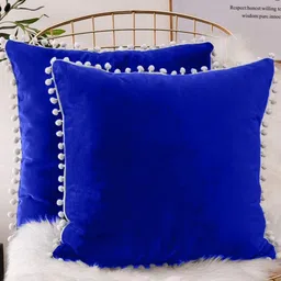 Cottonfry Blue & White 2 Pieces Velvet Square Cushion Covers-picture-19
