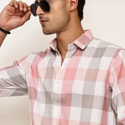The Roadster Lifestyle Co. Classic Regular Fit Checked Spread Collar Pure Cotton Shirt-image-85