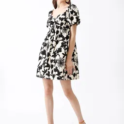 NWH Abstract Printed Fit & Flare Dress-image-72