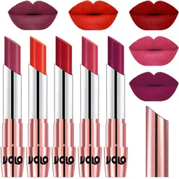 VOLO Set Of 5 Creme Matte Lipstick-Rose Pink 38-Coral 39-Tomato Red 40-Pink 41-Magenta 45-image-64