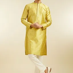 Diwas by Manyavar Geometric Jacquard Woven Design Straight Kurta With Trouser-image-5