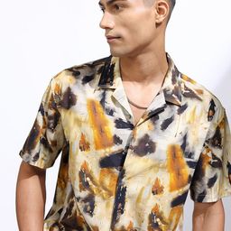 LOCOMOTIVE Premium Men color Printed Cuban Collar Relaxed Shirt-image-29