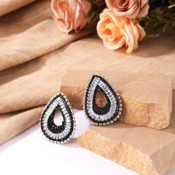 StyleCast Silver-Plated Rhinestone Studded Teardrop Shaped Studs-image-78