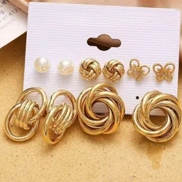 GOLDIWALA Set of 10 Gold-Plated Korean Half Hoop Earrings-75