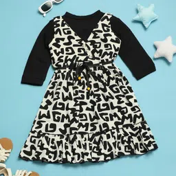 V-Mart Girls Animal Printed Cotton Fit & Flare Dress-image-44