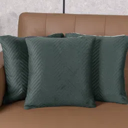 Saral Home Grey Set of 3 Geometric Velvet Square Cushion Covers-11
