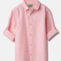 United Colors of Benetton Boys Classic Spread Collar Solid Cotton Casual Shirt-image-73