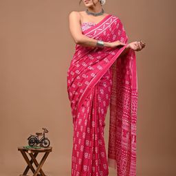 PALLO LATKE Women Ethnic Motifs Pure Cotton Block Print Saree-image-23