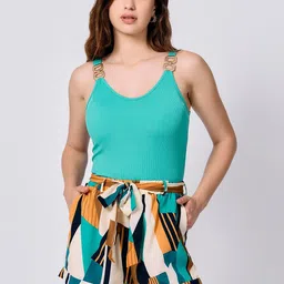 Outzidr Printed Round Neck Camisole With Shorts Co-Ords-image-66