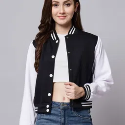 Funday Fashion Colourblocked Long Sleeves Fleece Denim Jacket-image-70
