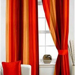 BELLA TRUE Red & Orange 2 Pieces Colourblocked Long Door Curtains-image-79