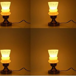 SOMIL Pack Of 4 White Printed Glass Cylindrical Shaped Table Lamp-image-140