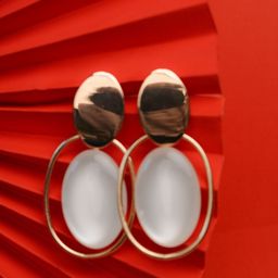 Zeraki Jewels Saira Rose Gold-Plated Contemporary Shaped Drop Earrings-22
