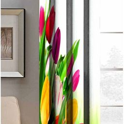 Aura Green & Pink Floral Printed Light Blocking Door Curtain-31