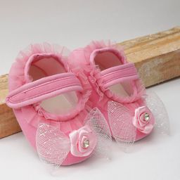Daizy Girls Woven Design Daizy Booties with Shimmer Bow Slip-On Sneakers-image-8