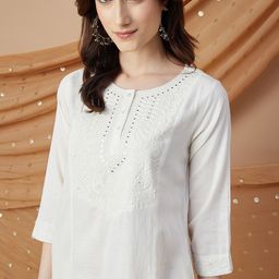 Melange by Lifestyle Women Printed Thread Work Kurta-image-47