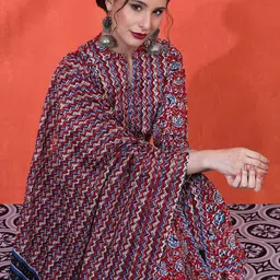 Sangria Printed Pure Cotton A-Line Kurta Set With Dupatta image 4