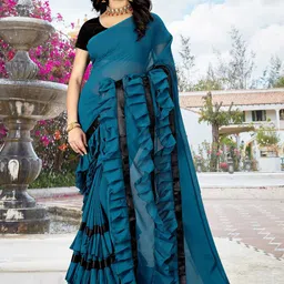 AMK FASHION Floral Poly Georgette Saree-picture-31