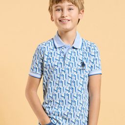 U.S. Polo Assn. Kids Boys Typography Printed Polo Collar Cotton T-shirt-picture-37