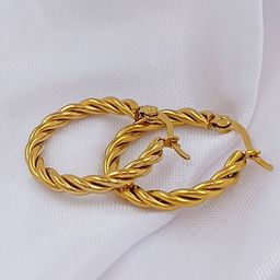 Saizen Stainless Steel Gold-Plated Circular Shaped Hoop Earrings-image-74
