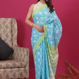 Shivanya Handicrafts Floral Pure Cotton Block Print Saree-image-43