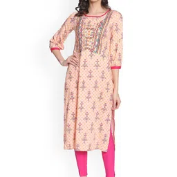 Anouk Ethnic Motifs Printed Thread Work Liva Straight Kurta-54