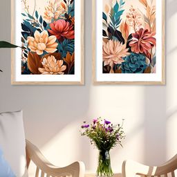 Kotart White & Blue 2 Pieces Wooden Floral and Botanical Wall Arts-picture-22