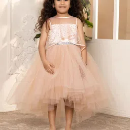 Toy Balloon kids Girls Solid Embellished Sequined Round Neck Fit & Flare Knee Length Dress-picture-34