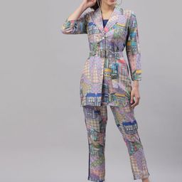 Get Glamr Printed Coat & Crop Top With Trousers Co-Ords-picture-33