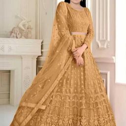 F Plus Fashion Girls Black Net Semi-Stitched Lehenga Choli-image-57
