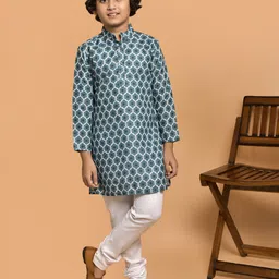 PRINTINDIA Boys Band Collar Geometric Printed Kurta with Trouser-1